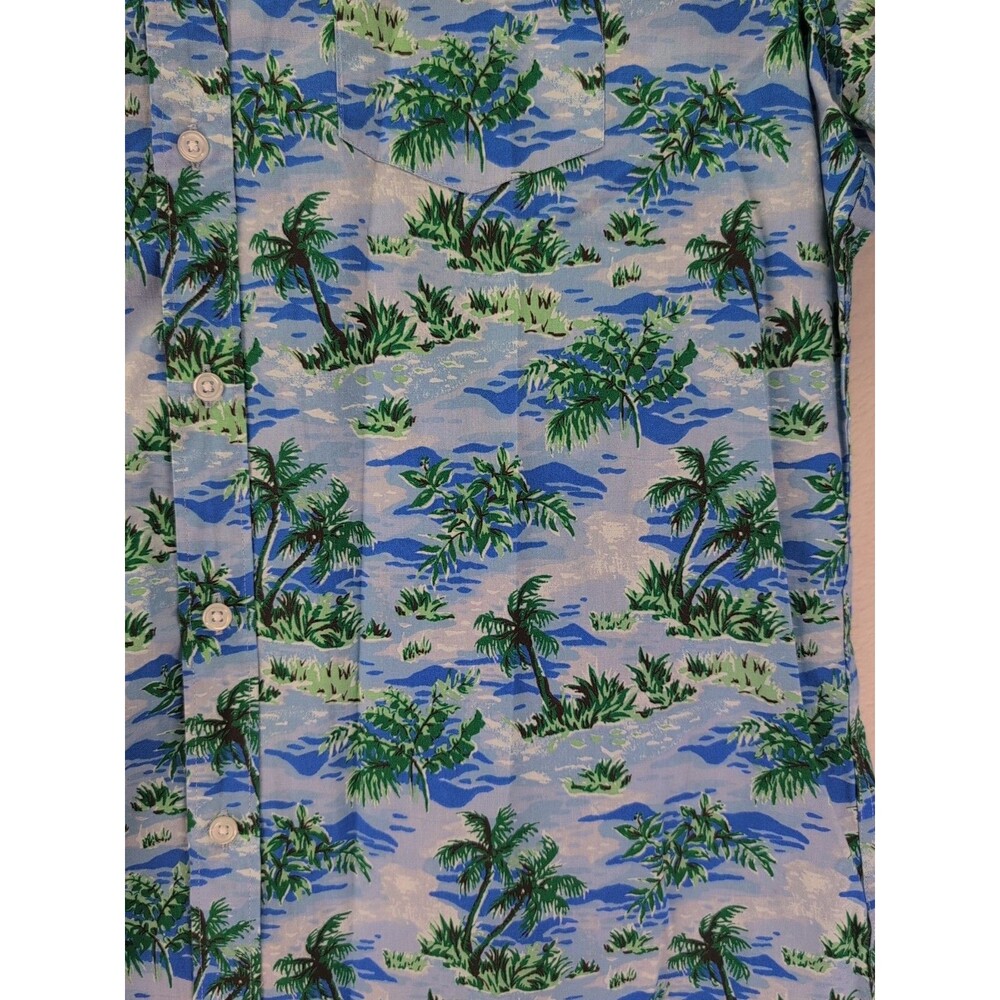 J.Crew Flex Washed Slim Hawaiian Palm Trees Button Down Short Sleeve Shirt XL - Picture 11 of 13